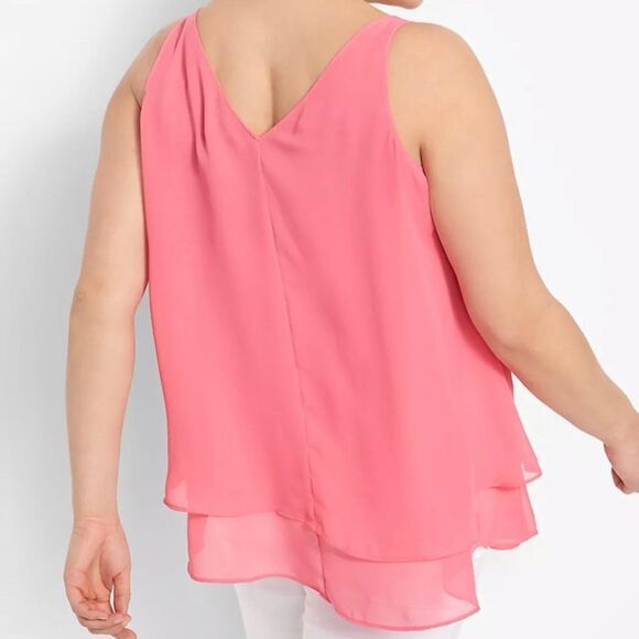 Lane bryant‎ Dusty Rose Essentials Double-Layer Max Swing Chiffon Tunic Tank - Picture 2 of 7
